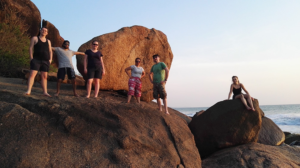 Volunteers relaxing by the beach in Sri Lanka 