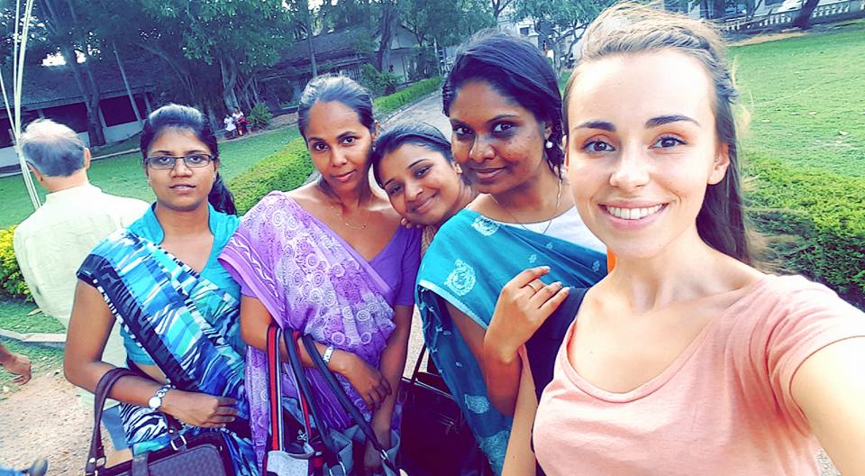 A volunteer with local teachers during her Teaching Add-on in Sri Lanka