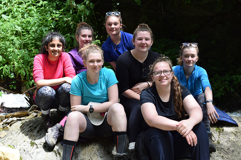 Georgie with other volunteers on the trek during the Mary Hare School Nepal trip with VoluntEars