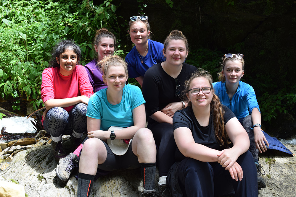 Grace with other volunteers on the trek during the Mary Hare School Nepal trip with VoluntEars
