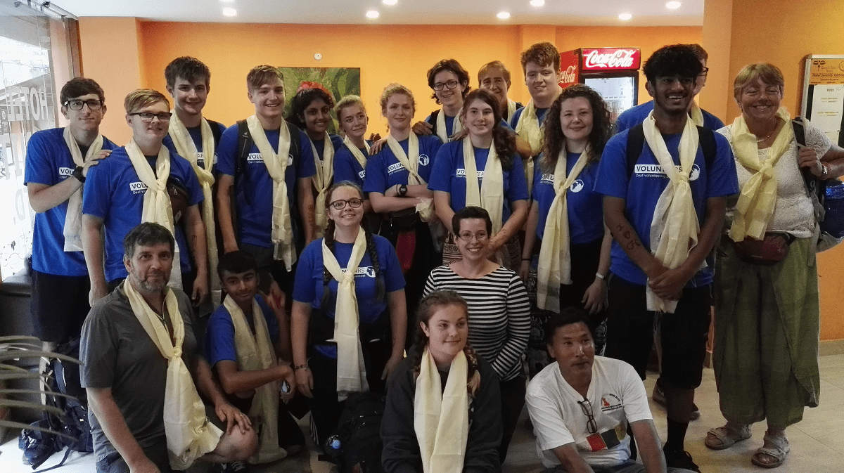 Mary Hare School students and teachers on their last day in Nepal