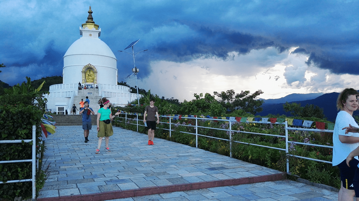Visiting the World Peace Pagoda in Pokhara, Nepal as part of a VoluntEars trip | Deaf volunteering overseas