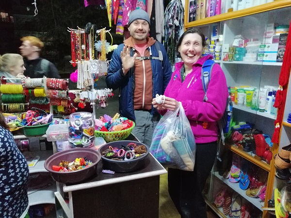 Shopping in Pokhara with VoluntEars Interpreter David, while volunteering in Nepal