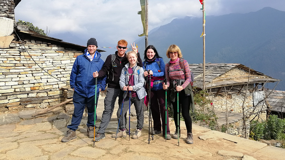Sally starting the Himalayan trek during her Nepal trip with VoluntEars