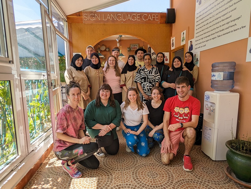 Group of volunteers at a Sign Language café in Morocco