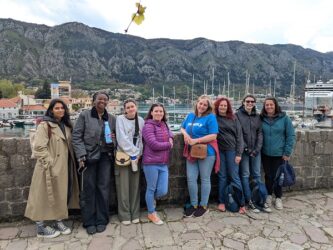 Some of the group exploring the old town city walls in Kotor on the VoluntEars Montenegro trip